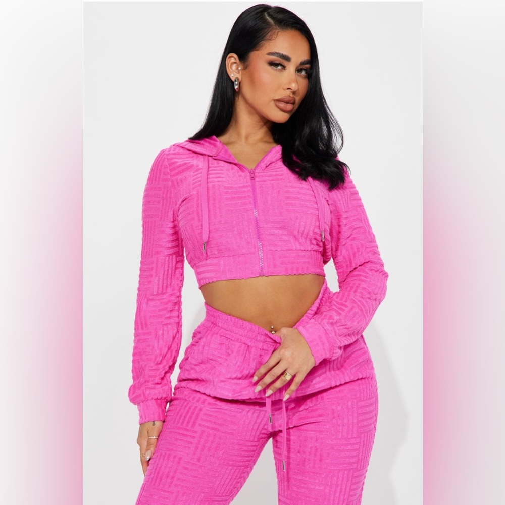 Fashion Nova Terry cloth, jogger set, pink